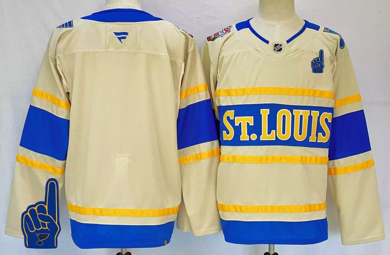 Men St.Louis Blues Blank Cream Fanatics 2025 NHL Jersey style 1